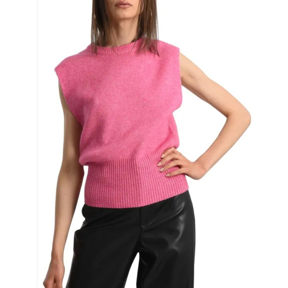 Molly Bracken Premium Womens Pink Fitted Waist Sleeveless Sweater Size Large